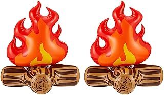 Halloween Inflatable Fake Campfire 2PCS 12 Inch Artificial Flame Bonfire Camping Props Party Decorations for Indoor Outdoor Camp Scene Setting, Kids Play Tent, and Holiday Decor