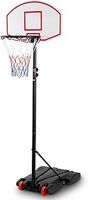 GYMAX Portable Basketball Hoop on Wheels, 5.4FT-7FT Adjustable Basketball Backboard Hoop Net System, Indoor Outdoor Free Standing Basketball Stand for Adults and Children