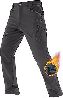 TACVASEN Men's Military Style Ski Trousers Fleece Lined Tactical Water-Resistant Trousers Multi Pockets
