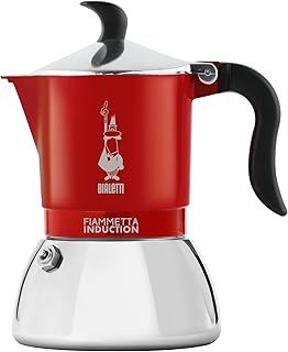 Bialetti Fiammetta Induction Coffee Maker, 4 Cups (150 ML), Suitable for All Cookers, Elegant Design, Red
