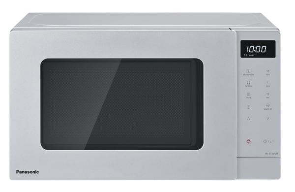 Panasonic NN-ST23QMBPQ 20L Solo Microwave Oven with Glass Tray, 800W, Auto Defrost, 8 Auto Programmes, LED Display, 5 Power Settings, Digital Timer, Silver