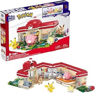 MEGA Pokémon Playset, Forest Pokemon Center Includes Pikachu, Chansey, Eevee, and Togepi, Building Toys for Kids and Adults, Collectible Character Model with 648 Pieces, Toy for Ages 8 and Up, HNT93