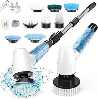 Electric Spin Scrubber - Angle Adjustable Brush Head, Cordless Cleaning Brush IPX6 Waterproof, 6 Replaceable Heads, Extendable Handle, 2 Speed, For Bathtub, Window, Kitchen, Car