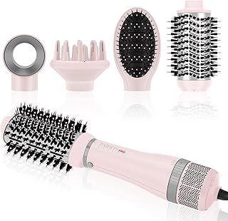 4 in 1 Hair Dryer Brush Set, PARWIN PRO BEAUTY Hot Air Styler with 4 Attachments as Hairdryer, Hot Air Brush, Hair Diffuser, Hot Brush for Hair Styling, Ionic Care Frizz-Free, 1000 Watts, Pink