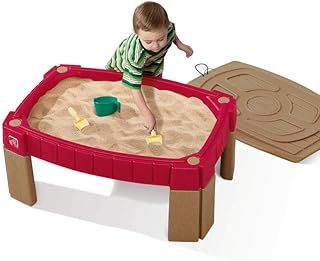 Step2 Naturally Playful Sand Table with Lid | Raised Sandbox made of plastic | Includes 4 accessories