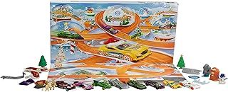 Hot Wheels Toy Cars, 2024 Advent Calendar, 8 Hot Wheels 1:64 Scale Cars, 16 Winter-Themed Accessories behind 24 Numbered Doors & a Playmat, HTG00