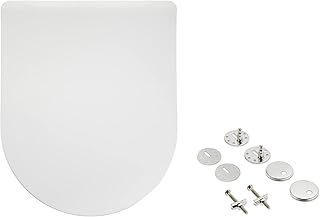 Amazon Basics D-Shape Urea Toilet Seat, Matt Finish, White, 36.5 x 43 cm