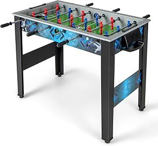GYMAX Football Table, 41’’ Freestanding Foosball Table with 18 Football Players, 2 Footballs & Ergonomic Handle, Indoor Wooden Soccer Game for Kids Adults Game Room, Office, Party
