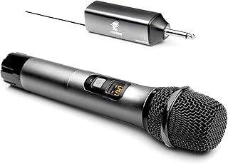 TONOR TW620 Wireless Microphones for Singing, UHF Metal Cordless Handheld Mic with Rechargeable Receiver for 6.35mm audio Interfaz, Amplifier, PA System, Singing Karaoke Machine,200ft(LOS) Range, Grey
