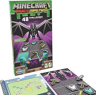 ThinkFun Minecraft Magnetic Travel Puzzle Challenge - Logic Brain Game and STEM Toy for Kids and Adults Age 8 Years Up
