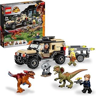 LEGO Jurassic World Pyroraptor & Dilophosaurus Transport Playset, Dinosaur Toys for Kids, Boys & Girls Aged 7 Plus Years Old with 3 Minifigures, 2 Dino Figures and Off Roader Truck Toy 76951