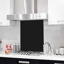 50x60cm Black Tempered Glass Splashback for Kitchen, 6mm Toughened Glass Heat Resistant Splashbacks for Cookers