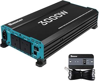 Renogy 3000W Off-Grid Pure-Sine Wave Inverter & UPS Function 3000 Watt Solar Power Converter 12V DC to 230V AC with UK Socket for Travel, Camping, RV and Off-grid
