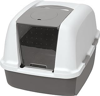 Catit Jumbo Hooded Cat Pan, White/Grey, 57-46.5-50cm