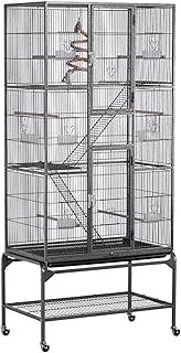 Yaheetech 3 Tiers Budgies Cage Extra Large Parrot Cage Bird Cage for Lovebirds/Conures/Parakeets/Cockatiels Small Animal Cage with Ladder Perch Stand Wheels
