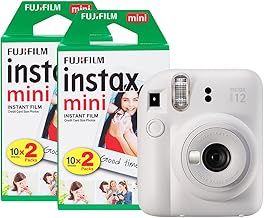Fujifilm Instax Mini 12 Instant Camera with 40 Shot Film Pack - Clay White