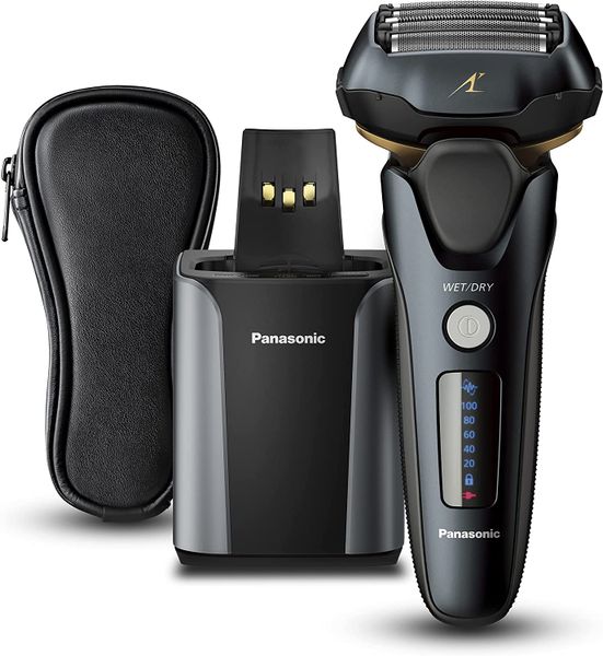 Panasonic Rechargeable Wet and Dry Shaver with 5 Blades with fold-Out Trimmer and Automatic Cleaning System (ES-LV97-K841)