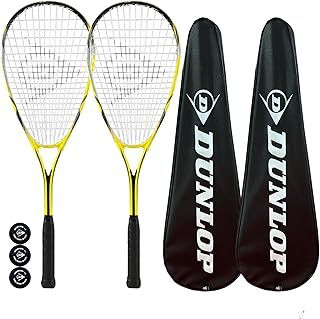 Racketworld Dunlop Nanomax Lite Ti Squash Racket Twin Set, includes Covers & 3 Squash Balls