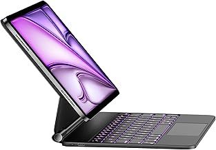 HOU Keyboard Case for iPad Air 11 Inch (M3 2025/M2 2024), Air 5th/4th Gen, 7-Color Backlight, Floating Stand, Click-Anywhere Trackpad, iPad Pro 11 inch (4th/3rd/2nd/1st) Case with Keyboard, Black