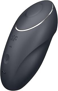 Satisfyer Tap & Climax 1, 11 cm, Lay-on Vibrator with Tapping Function, 2 Motors, Rechargeable, Waterproof (IPX7), Skin-Friendly Silicone, Colour:Anthracite