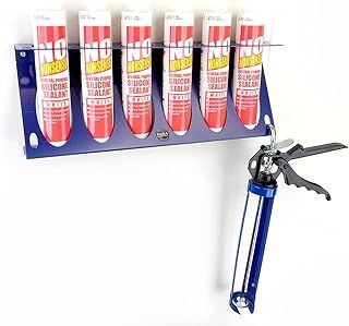 MegaMaxx Wall Mounted Silicone Tube Rack for Vans, Workshops and Sheds - Tubes Holder for Garage - British Steel - Powder Coat Finish - Blue (190x450x80mm)