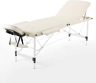 Panana Portable Massage Table Folding Lightweight Beauty Salon Spa Bed Therapy Couch (Beige, 60cm Width 3 Section Aluminum)