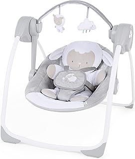 Ingenuity Comfort 2 Go Compact Portable 6-Speed Baby Swing with Music, Folds for Easy Travel - Cuddle Lamb, 0-9 Months