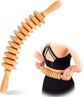 Wood Therapy Massage Tools 16.8 in, 12 Roller Wooden Massage Roller, Lymphatic Drainage Massager, Cellulite Massager Roller, Maderotherapy, Wood Rollers for Body Sculpting, Relax Muscles