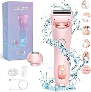 2 in 1 Electric Lady Shaver for Women, Hair Remover, Glide Pro 3.0 Shaver, Women's Wet and Dry Waterproof Electric Razors, Women's Razor for All Hair On The Surface of The Skin (Pink)
