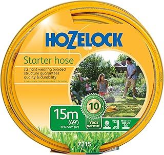 HOZELOCK - Starter Hose ø 12,5mm (1/2") 15m : Versatile, UV-resistant Garden Hose, 4-layer Braided Reinforced Hose, UK Made, General Purpose, Hard Wearing, 10 Year Guarantee* [7215P0000]