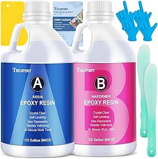 Epoxy Resin Crystal Clear Kit- 1 Gallon /128oz - Casting Resin for Jewellery DIY Art Coating Easy Cast Epoxy, with Sticks/Spreader/Nitrile Gloves/Instructions