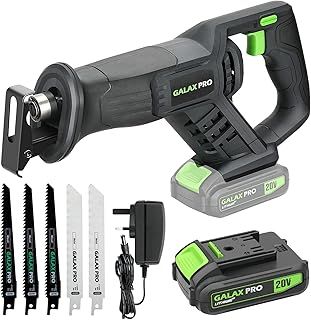 GALAX PRO Reciprocating Saws 20V, Variable Speed 0-3000 SPM Cordless Reciprocating Saw, Tool-Free Blade Change, 5pcs Saw Blade, with 2.0Ah Batteries & Fast Charger