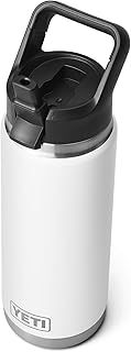 YETI Rambler, Stainless Steel Vacuum Insulated Straw Bottle with Straw Cap, White, 26oz (769ml)