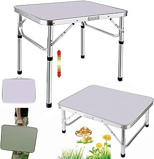 Lucn 2ft Folding Camping Table, Portable Foldable Picnic Tables for Outdoor Indoor Garden, Balcony Market Kitchen Work Table, 2 Height 20cm/56cm, Table Top Size: 60x45cm