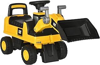 HOMCOM CAT Licensed Kids Construction Ride-On Toddler Digger Excavator Foot-To-Floor Ride-On Toy w/Manual Shovel, Horn, Hidden Storage, for Ages 1.5-3 Years