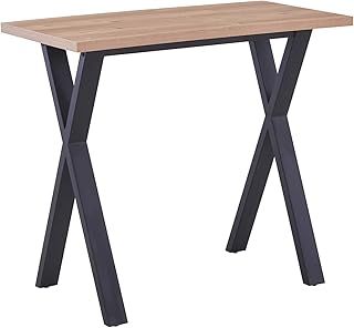 Bar Table Breakfast Counter Table with Metal Legs Industrial Style Coffee Kitchen (Grey Marble Effect Top, Gray B)