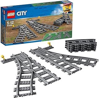 LEGO 60238 City Trains Switch Tracks 6 Pieces, Toy Train Track Extension Pack, Accessory Set