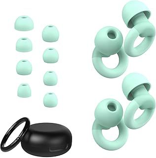 Ear Plugs for Sleeping, 2 Pairs of Reusable Earplugs for Noise Reduction 25dB-30dB with 8 Ear Tips, Soft Hearing Protection Ear Plugs for Concert,Noise Sensitivity, Study & Work