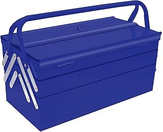 Metal Tool Box 16.5 x 8.5 x 8'' Folding Tool Storage Box, 3 Level and 5-Tray, with A Hole for Locking