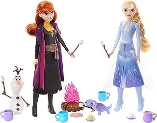 Disney Frozen Forest Adventures Gift Set with 2 Dolls, 2 Friend Figures and 12 Camping Accessories, Includes Elsa and Anna Dolls, HPD52