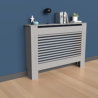 High Radiator Cover Wood Cabinet: 92cm Height Grey Medium Heater Covers Horizontal Slat Internal Heights 90cm Tall Radiator Shelf Thicken MDF Wooden Bedroom Hallway Wall Cabinets Living Room