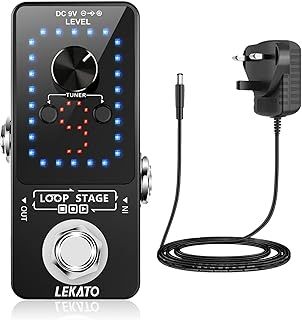 9 Slots Guitar Loop Pedal with Power Supply Guitar Loop Effect Pedal Electronic Looper Station Unlimited Overdubbed 40 Minutes Record Time for Electric Guitar Bass Keyboard