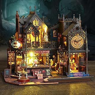 DIY Miniature Doll House Kit, DIY Mini Wooden Dollhouse Kit with Furnitures, Creative Book Nook Kits Building Model with LED Light for Teens Adults, Craft Gifts for Birthday, Christmas
