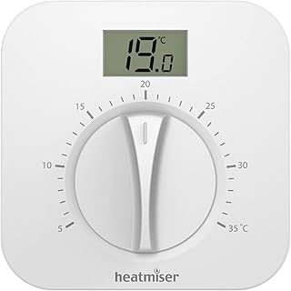 Kudos-Trading - Heatmiser DS1-L v2 LCD Display Central Heating Thermostat for Simple Dial Control for Boiler & Heat Pump Heating Ideal for Energy Efficient Heating Systems.