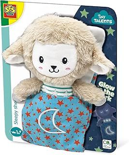 SES Creative 13155 Sleepy sheep - Night buddy glow in the dark; In the dark, the cuddly toy has visibly closed eyes; Glow-in-the-dark effect on the eyes and stars; Age 0m+