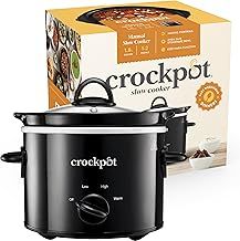 Crock-Pot Slow Cooker | Removable Easy-Clean Ceramic Bowl | 1.8 L Small Slow Cooker (Serves 1-2 People) | Energy Efficient | Black [CSC080]