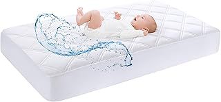 Yoofoss Waterproof Cot Bed Mattress Protector 140 x 70 cm Cotbed Mattress Protector Breathable Toddler Bed Mattress Protector Comfortable & Noiseless White