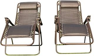 SET OF 2 Padded Garden Sun Lounger Relaxer Recliner Chairs in BROWN Tweed Weatherproof Textoline