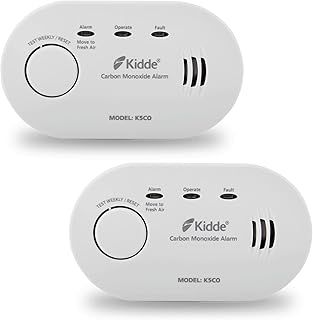 Twin Pack Kidde 5CO Battery Powered Carbon Monoxide Alarm and Detector - 10 Year Sensor Life with AA Batteries