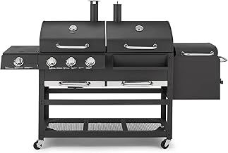 Tower T978507 Ignite Multi XL Grill BBQ, Gas & Charcoal Grill with Built-in Smoker and Side Burner, Black